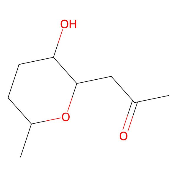 2D Structure of 1-[(2R,3S,6R)-3-hydroxy-6-methyloxan-2-yl]propan-2-one