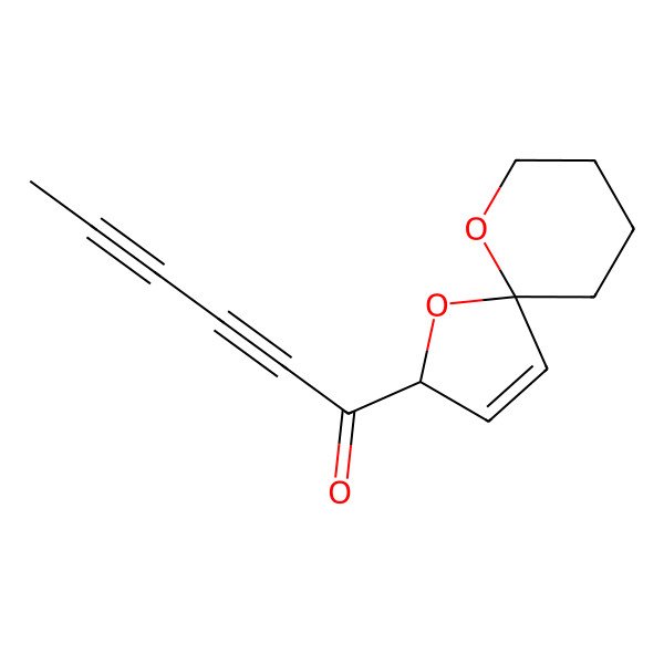 2D Structure of 1-[(2R,5R)-1,10-dioxaspiro[4.5]dec-3-en-2-yl]hexa-2,4-diyn-1-one