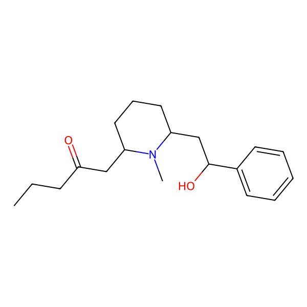 2D Structure of 1-[(2R,6R)-6-[(2S)-2-hydroxy-2-phenylethyl]-1-methylpiperidin-2-yl]pentan-2-one
