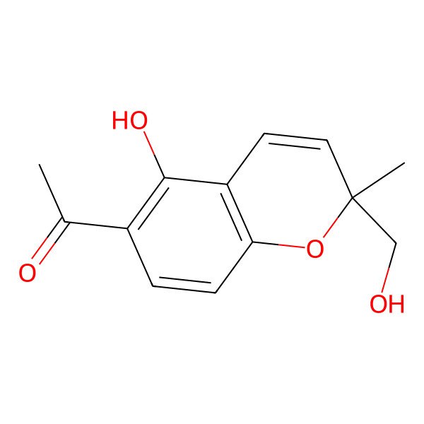 2D Structure of 1-[(2S)-5-hydroxy-2-(hydroxymethyl)-2-methylchromen-6-yl]ethanone