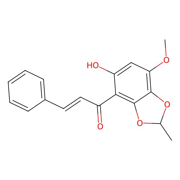 2D Structure of 1-[(2S)-5-hydroxy-7-methoxy-2-methyl-1,3-benzodioxol-4-yl]-3-phenylprop-2-en-1-one