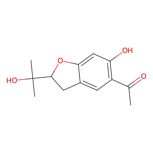 2D Structure of 1-[(2S)-6-hydroxy-2-(2-hydroxypropan-2-yl)-2,3-dihydro-1-benzofuran-5-yl]ethanone