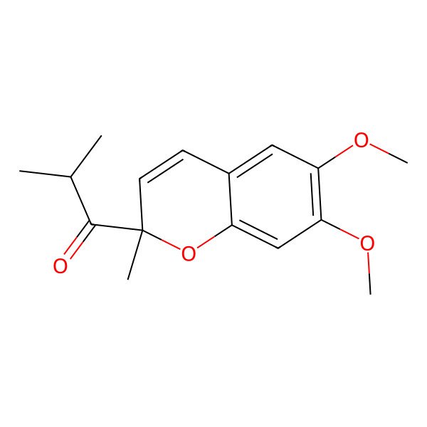 2D Structure of 1-[(2S)-6,7-dimethoxy-2-methylchromen-2-yl]-2-methylpropan-1-one