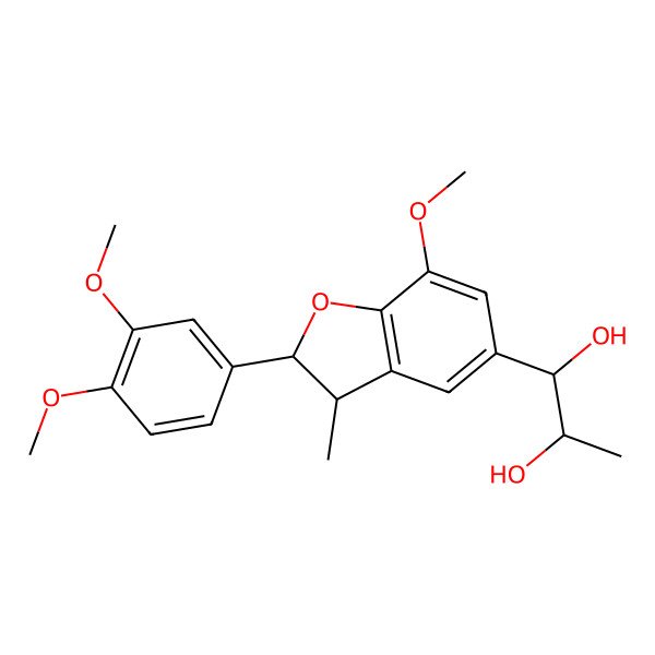 2D Structure of 1-[(2S,3S)-2-(3,4-dimethoxyphenyl)-7-methoxy-3-methyl-2,3-dihydro-1-benzofuran-5-yl]propane-1,2-diol