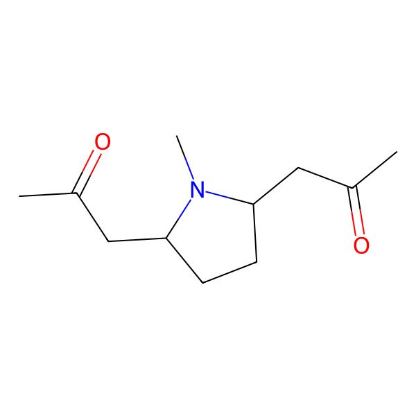2D Structure of 1-[(2R,5S)-1-methyl-5-(2-oxopropyl)pyrrolidin-2-yl]propan-2-one