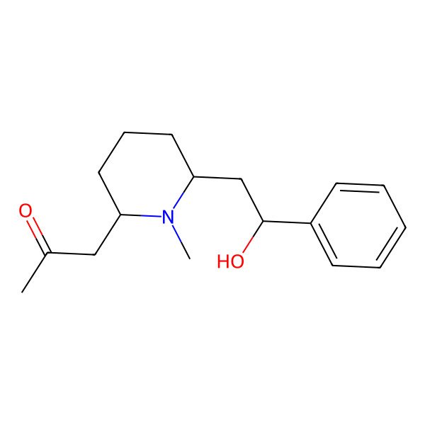 2D Structure of 1-[(2S,6R)-6-[(2S)-2-hydroxy-2-phenylethyl]-1-methylpiperidin-2-yl]propan-2-one