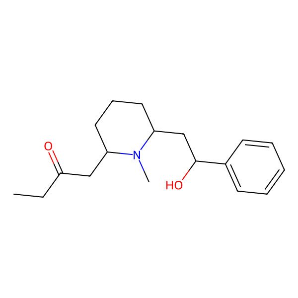 2D Structure of 1-[(2S,6S)-6-[(2S)-2-hydroxy-2-phenylethyl]-1-methylpiperidin-2-yl]butan-2-one