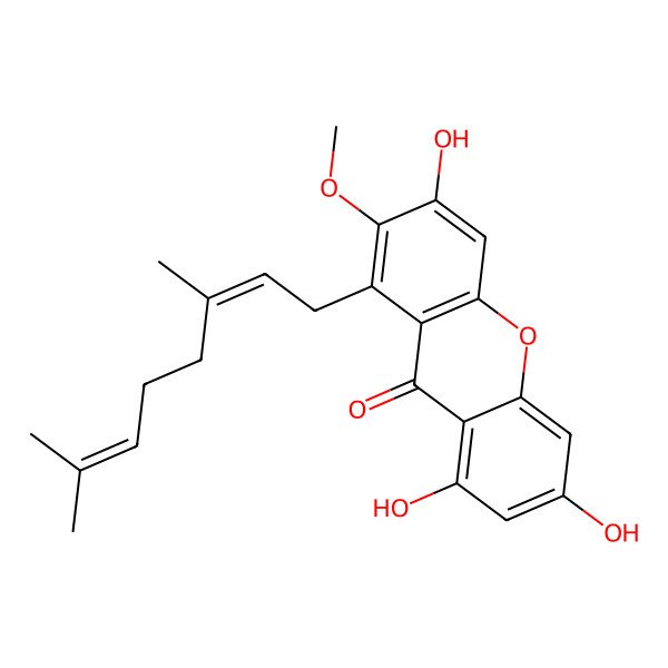 2D Structure of 1-[(2Z)-3,7-dimethylocta-2,6-dienyl]-3,6,8-trihydroxy-2-methoxyxanthen-9-one