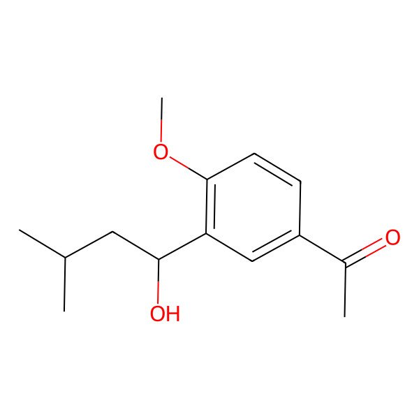 2D Structure of 1-(3-(1-Hydroxy-3-methylbutyl)-4-methoxyphenyl)ethan-1-one