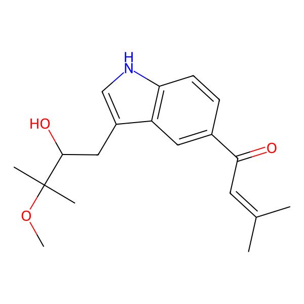 2D Structure of 1-[3-[(2R)-2-hydroxy-3-methoxy-3-methylbutyl]-1H-indol-5-yl]-3-methylbut-2-en-1-one