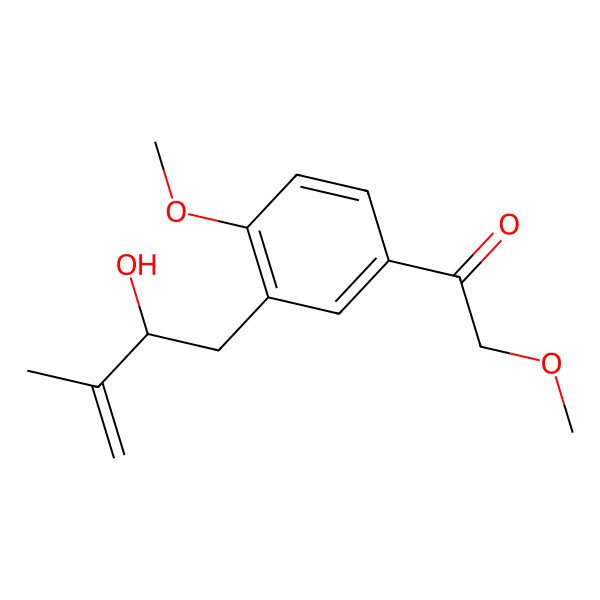 2D Structure of 1-[3-[(2R)-2-hydroxy-3-methylbut-3-enyl]-4-methoxyphenyl]-2-methoxyethanone