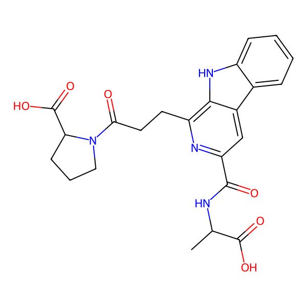 2D Structure of 1-[3-[3-(1-carboxyethylcarbamoyl)-9H-pyrido[3,4-b]indol-1-yl]propanoyl]pyrrolidine-2-carboxylic acid