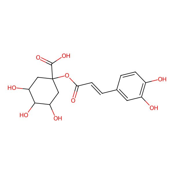 2D Structure of 1-[3-(3,4-Dihydroxyphenyl)prop-2-enoyloxy]-3,4,5-trihydroxycyclohexane-1-carboxylic acid