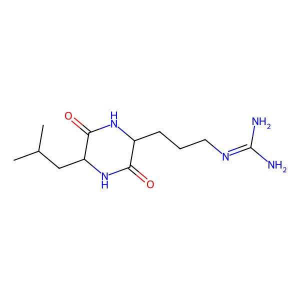 2D Structure of 1-(3-(5-Isobutyl-3,6-dioxopiperazin-2-yl)propyl)guanidine