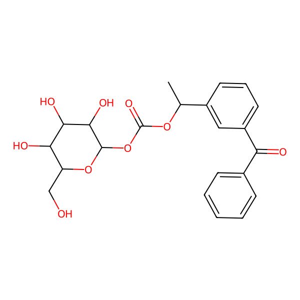 2D Structure of 1-(3-Benzoylphenyl)ethyl [3,4,5-trihydroxy-6-(hydroxymethyl)oxan-2-yl] carbonate