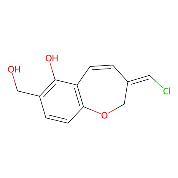 2D Structure of (1-[(3-chlorome-(E)-thylene)-2,3-dihydro-1-benzoxepin-7-yl]-methanol)