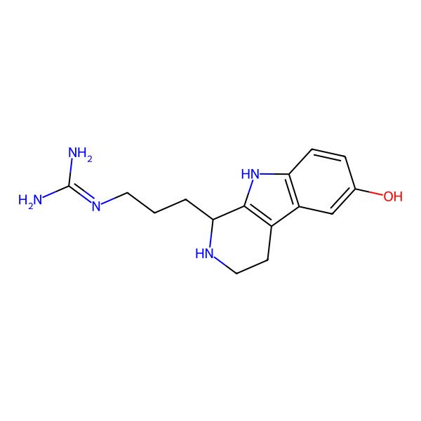 2D Structure of 1-3-Guanidinopropyl-6-hydroxy-1,2,3,4-tetrahydro-beta-carboline