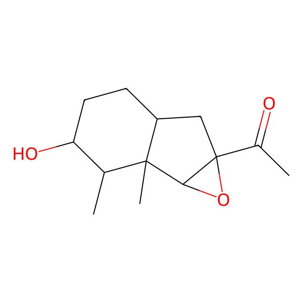 2D Structure of 1-(3-hydroxy-1b,2-dimethyl-2,3,4,5,5a,6-hexahydro-1aH-indeno[1,2-b]oxiren-6a-yl)ethanone