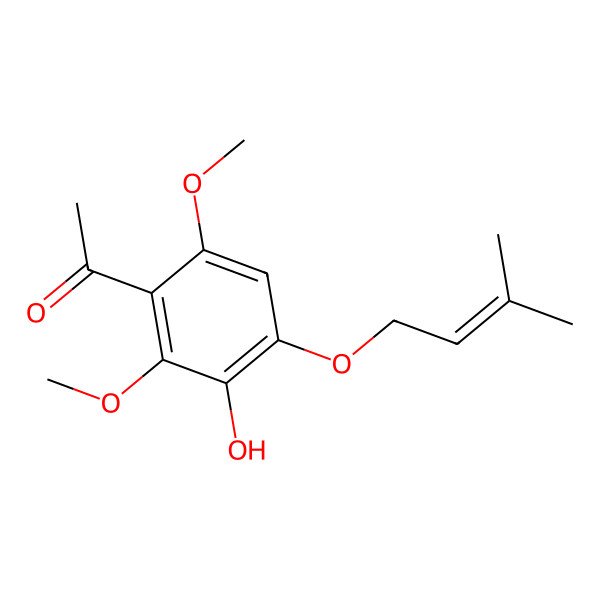 2D Structure of 1-[3-Hydroxy-2,6-dimethoxy-4-(3-methylbut-2-enoxy)phenyl]ethanone