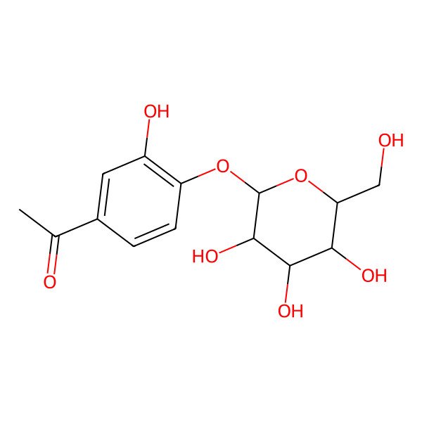 2D Structure of 1-[3-Hydroxy-4-(3,4,5-trihydroxy-6-hydroxymethyltetrahydropyran-2-yloxy)phenyl]ethanone