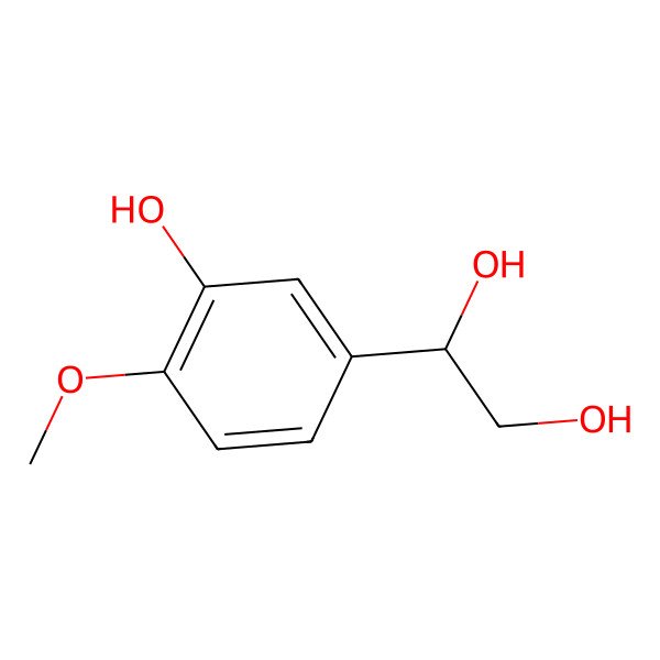 2D Structure of 1-(3-Hydroxy-4-methoxyphenyl)ethane-1,2-diol