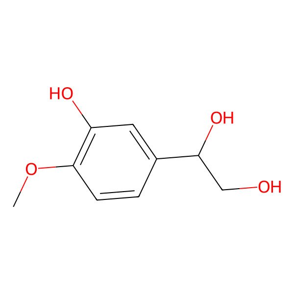 2D Structure of 1-(3-Hydroxy-4-methoxyphenyl)ethane-1,2-diol 2D Structure of 1-(3-Hydroxy-4-methoxyphenyl)ethane-1,2-diol