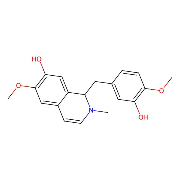 2D Structure of 1-[(3-hydroxy-4-methoxyphenyl)methyl]-6-methoxy-2-methyl-1H-isoquinolin-7-ol