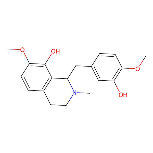 2D Structure of 1-[(3-hydroxy-4-methoxyphenyl)methyl]-7-methoxy-2-methyl-3,4-dihydro-1H-isoquinolin-8-ol