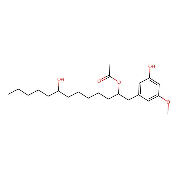 2D Structure of [8-Hydroxy-1-(3-hydroxy-5-methoxyphenyl)tridecan-2-yl] acetate