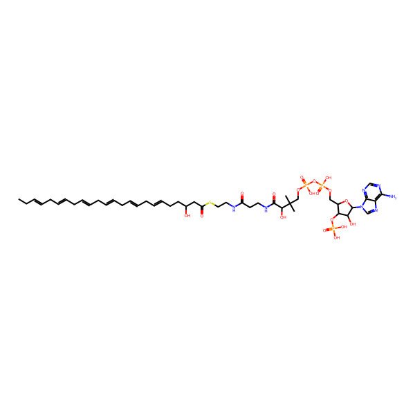2D Structure of (6Z,9Z,12Z,15Z,18Z,21Z)-3-hydroxytetracosahexaenoyl-CoA