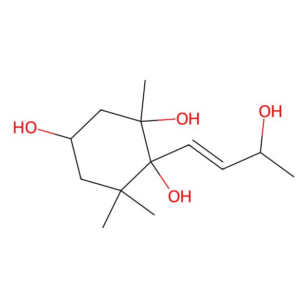 2D Structure of 1-(3-Hydroxybut-1-en-1-yl)-2,6,6-trimethylcyclohexane-1,2,4-triol 2D Structure of 1-(3-Hydroxybut-1-en-1-yl)-2,6,6-trimethylcyclohexane-1,2,4-triol