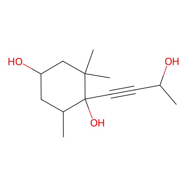 2D Structure of 1-(3-Hydroxybut-1-yn-1-yl)-2,2,6-trimethylcyclohexane-1,4-diol