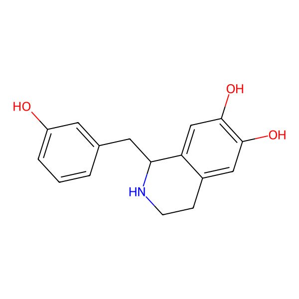 2D Structure of 1-[(3-Hydroxyphenyl)methyl]-1,2,3,4-tetrahydroisoquinoline-6,7-diol