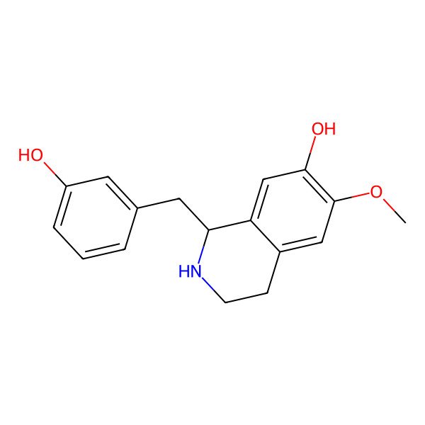 2D Structure of 1-[(3-Hydroxyphenyl)methyl]-6-methoxy-1,2,3,4-tetrahydroisoquinolin-7-ol