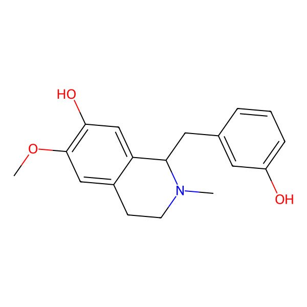 2D Structure of 1-[(3-hydroxyphenyl)methyl]-6-methoxy-2-methyl-3,4-dihydro-1H-isoquinolin-7-ol