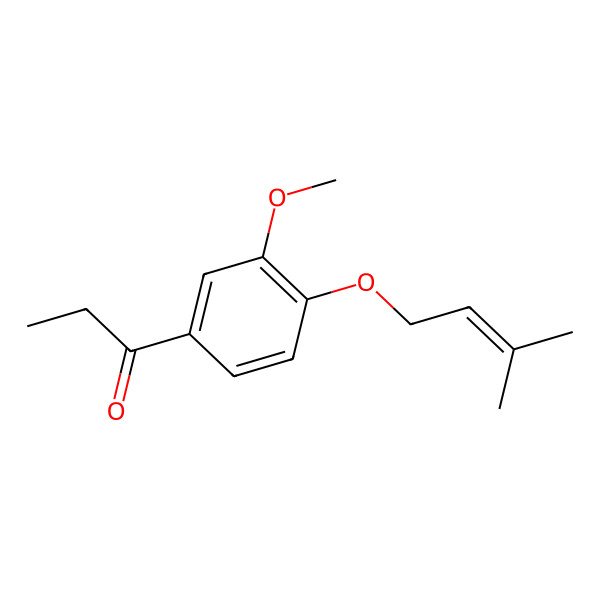 2D Structure of 1-[3-Methoxy-4-(3-methylbut-2-enoxy)phenyl]propan-1-one