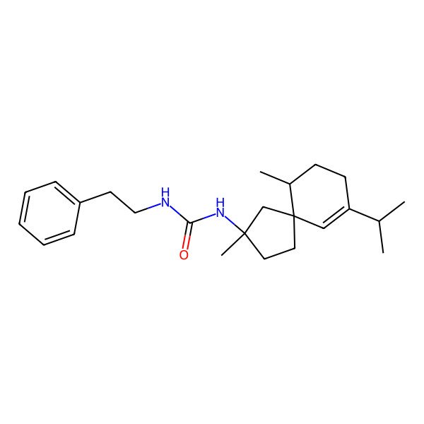 2D Structure of 1-(3,10-Dimethyl-7-propan-2-ylspiro[4.5]dec-6-en-3-yl)-3-(2-phenylethyl)urea