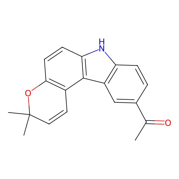 2D Structure of 1-(3,3-dimethyl-7H-pyrano[2,3-c]carbazol-10-yl)ethanone