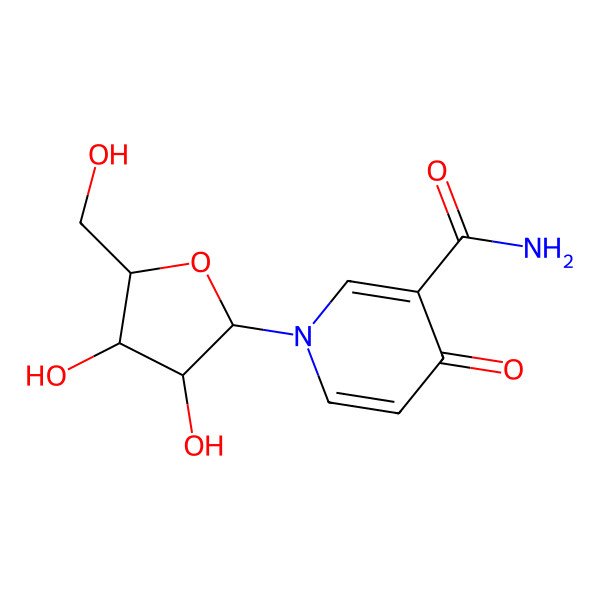 2D Structure of 1-[3,4-Dihydroxy-5-(hydroxymethyl)oxolan-2-yl]-4-oxopyridine-3-carboxamide
