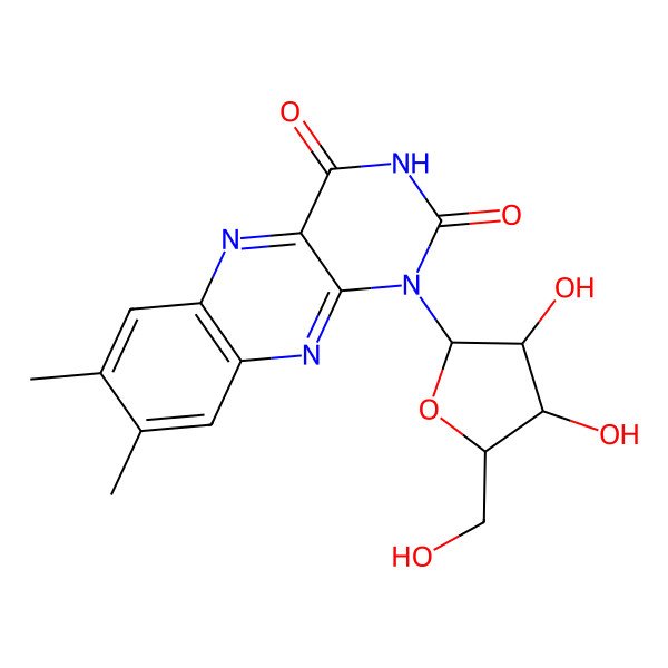 2D Structure of 1-[3,4-Dihydroxy-5-(hydroxymethyl)oxolan-2-yl]-7,8-dimethylbenzo[g]pteridine-2,4-dione