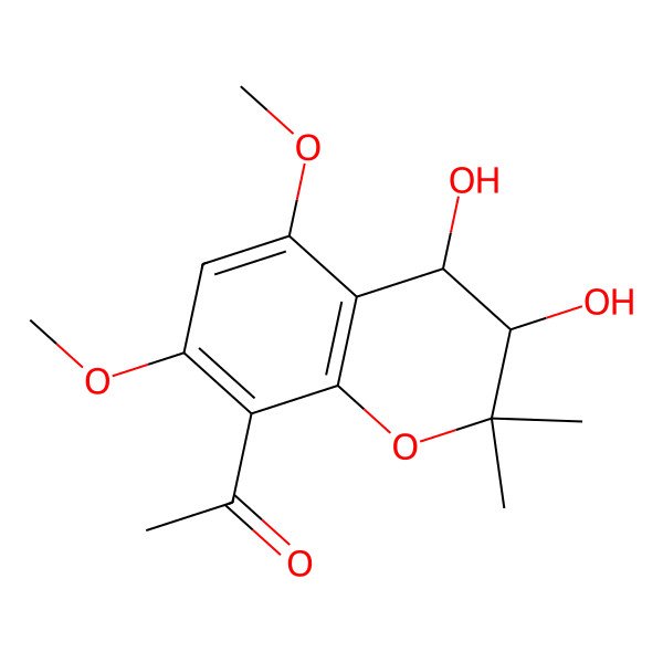 2D Structure of 1-(3,4-Dihydroxy-5,7-dimethoxy-2,2-dimethyl-3,4-dihydrochromen-8-yl)ethanone