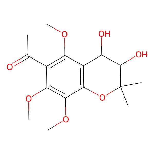 2D Structure of 1-(3,4-Dihydroxy-5,7,8-trimethoxy-2,2-dimethyl-3,4-dihydrochromen-6-yl)ethanone