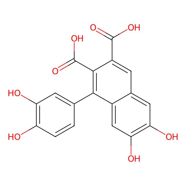 2D Structure of 1-(3,4-Dihydroxyphenyl)-6,7-dihydroxynaphthalene-2,3-dicarboxylic acid