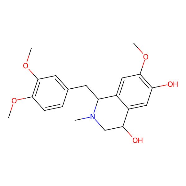 2D Structure of 1-[(3,4-dimethoxyphenyl)methyl]-7-methoxy-2-methyl-3,4-dihydro-1H-isoquinoline-4,6-diol