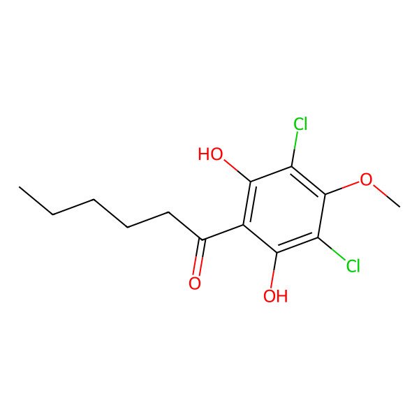 2D Structure of 1-(3,5-Dichloro-2,6-dihydroxy-4-methoxyphenyl)-1-hexanone