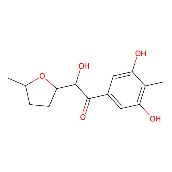 2D Structure of 1-(3,5-Dihydroxy-4-methylphenyl)-2-hydroxy-2-(5-methyloxolan-2-yl)ethanone