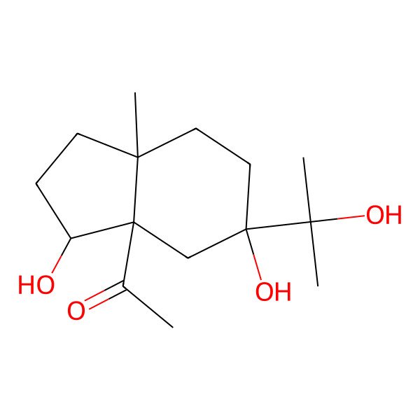 2D Structure of 1-[3,5-Dihydroxy-5-(2-hydroxypropan-2-yl)-7a-methyl-1,2,3,4,6,7-hexahydroinden-3a-yl]ethanone