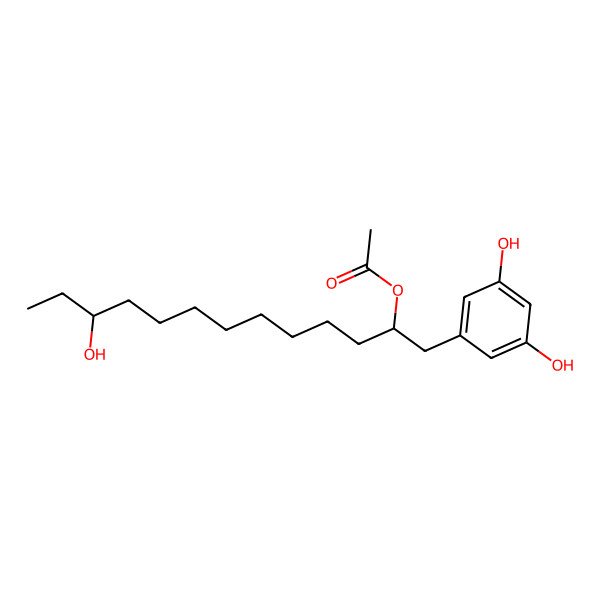 2D Structure of [1-(3,5-Dihydroxyphenyl)-11-hydroxytridecan-2-yl] acetate