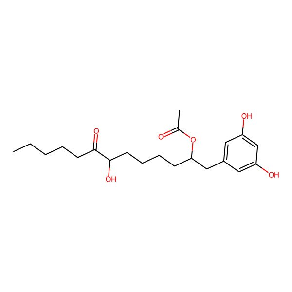2D Structure of [1-(3,5-Dihydroxyphenyl)-7-hydroxy-8-oxotridecan-2-yl] acetate