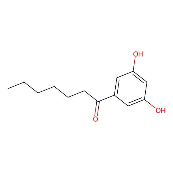 2D Structure of 1-(3,5-Dihydroxyphenyl)heptan-1-one